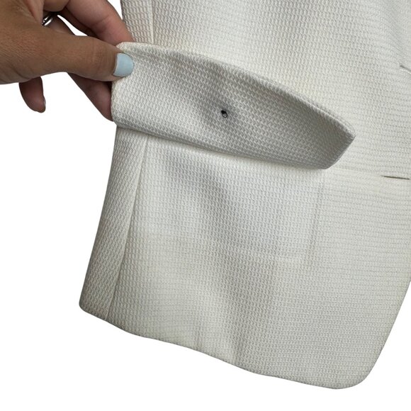 VTG 80s Kasper A.S.L. 8P Dark Blue Ivory Short Sleeve Blazer & Skirt Set Office - Picture 16 of 16